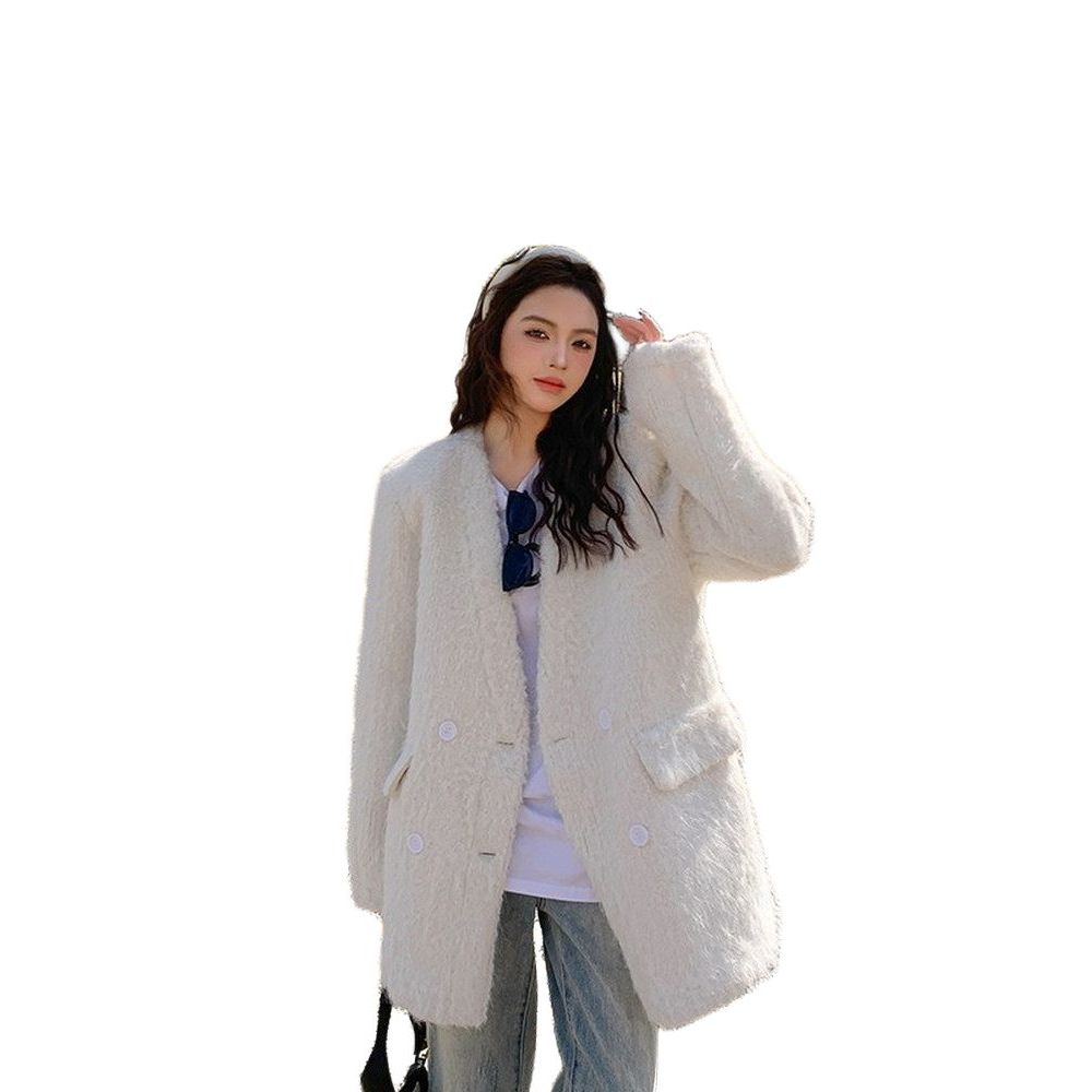 여성 겨울 에코 퍼 코트 인조 폭스 퍼 보온 아우터 - 상품 이미지