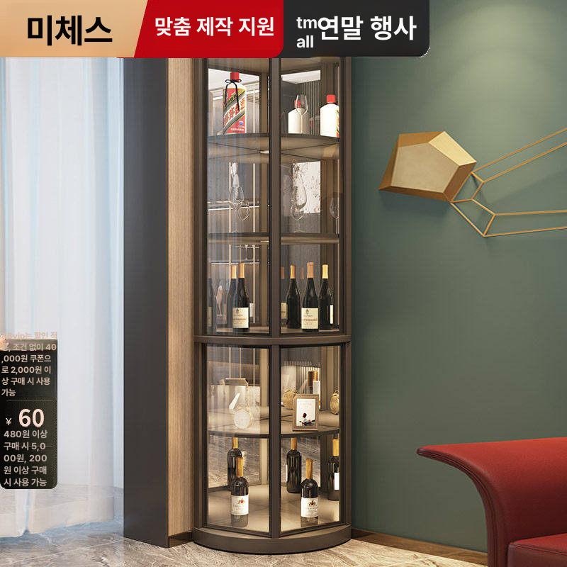 코너 술장 진열대 양주 위스키장 스텐 진열장 라이트럭셔리그레이 A - 상세 이미지 2
