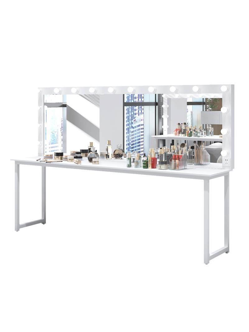 메이크업 화장대 책상 웨딩샵 테이블 거울 조명 LED 화이트 고밀도 보드 120x50x170cm - 상품 이미지