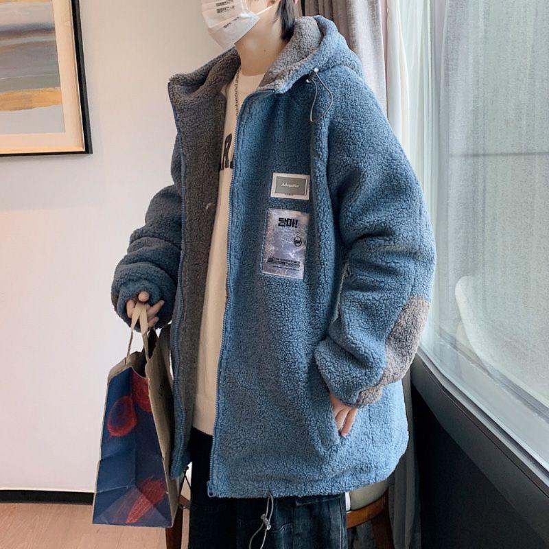 남성 양털 플리스 패딩 점퍼 루즈핏 겨울 보온 아우터 - 상세 이미지 2