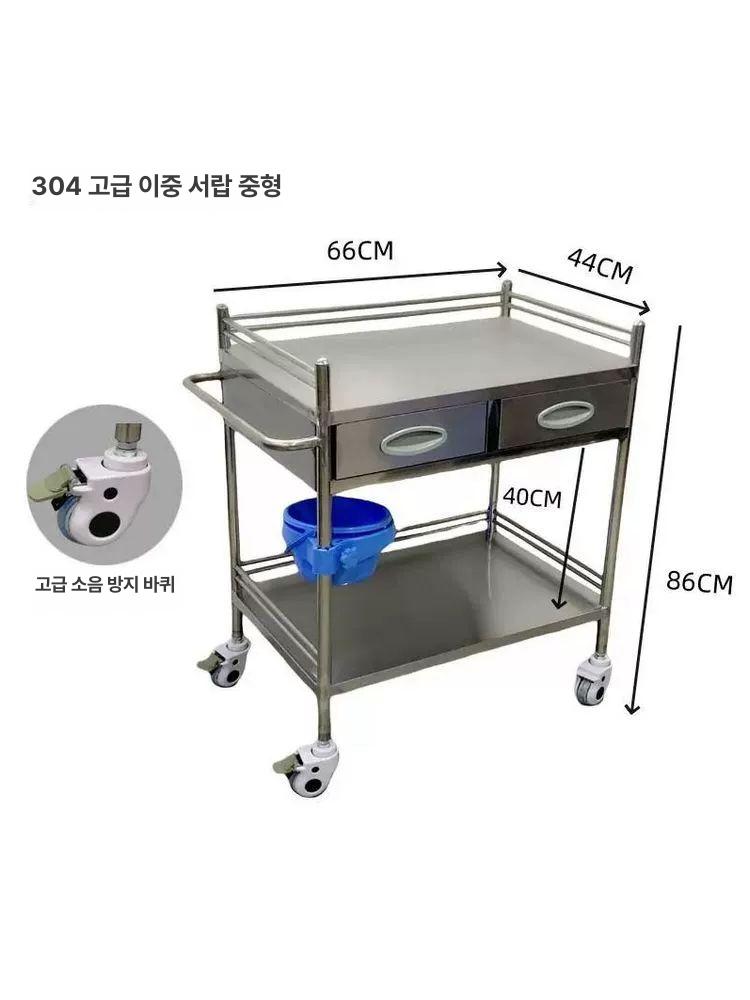 2단 스텐카트 트롤리 병원 다용도 이동식 웨건 서빙카트 304 초소형 단일서랍 50 40x86cm - 상세 이미지 5