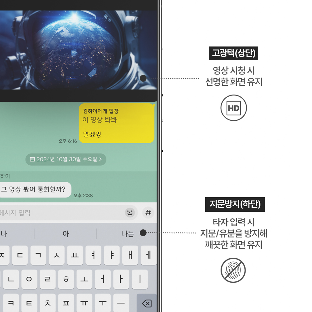 하이온 지문방지 고광택 초음파 듀얼 강화유리 필름 갤럭시S26 플러스, 1매입 이미지 6