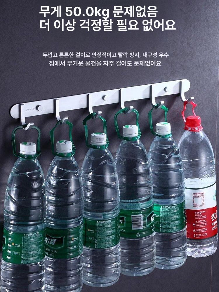 스텐 벽걸이 후크 방문 옷걸이 자바라 욕실 벽고리 실버 5개 후크 - 상세 이미지 5