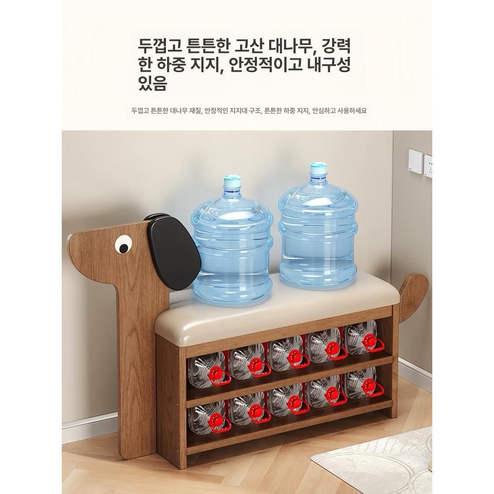 강아지 원목 신발 벤치 수납장 이중 안정형 호두색 60cm - 상세 이미지 4