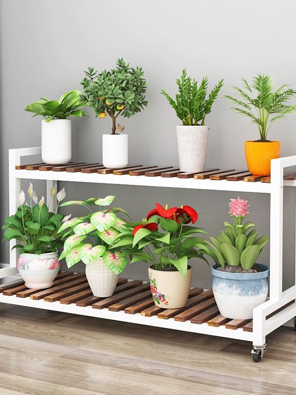 화분 거치대 선반 2단 다이 3 정리대 진열대 화이트 2단 120cm 65cm - 상품 이미지