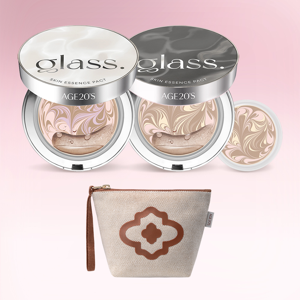에이지투웨니스 글래스 스킨 에센스 팩트 글로우/퍼펙트 12.5g 본품+리필(+파우치 or 퍼프2매, 톤업베이스6ml) (SPF50+) 광채 촉촉 파운데이션 제품 이미지