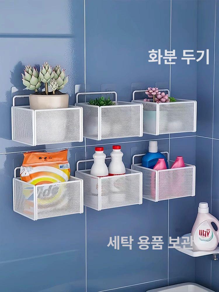 자석바구니 주방 냉장고 선반 부착 강력 바스켓 수납 블랙 소형 4개 세트 접착후크+못포함 - 상세 이미지 3