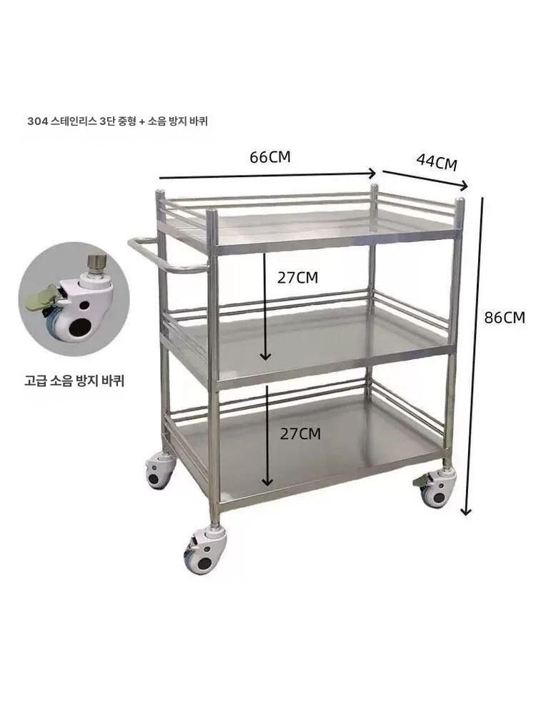 2단 스텐카트 트롤리 병원 다용도 이동식 웨건 서빙카트 304 초소형 단일서랍 50 40x86cm - 상세 이미지 3