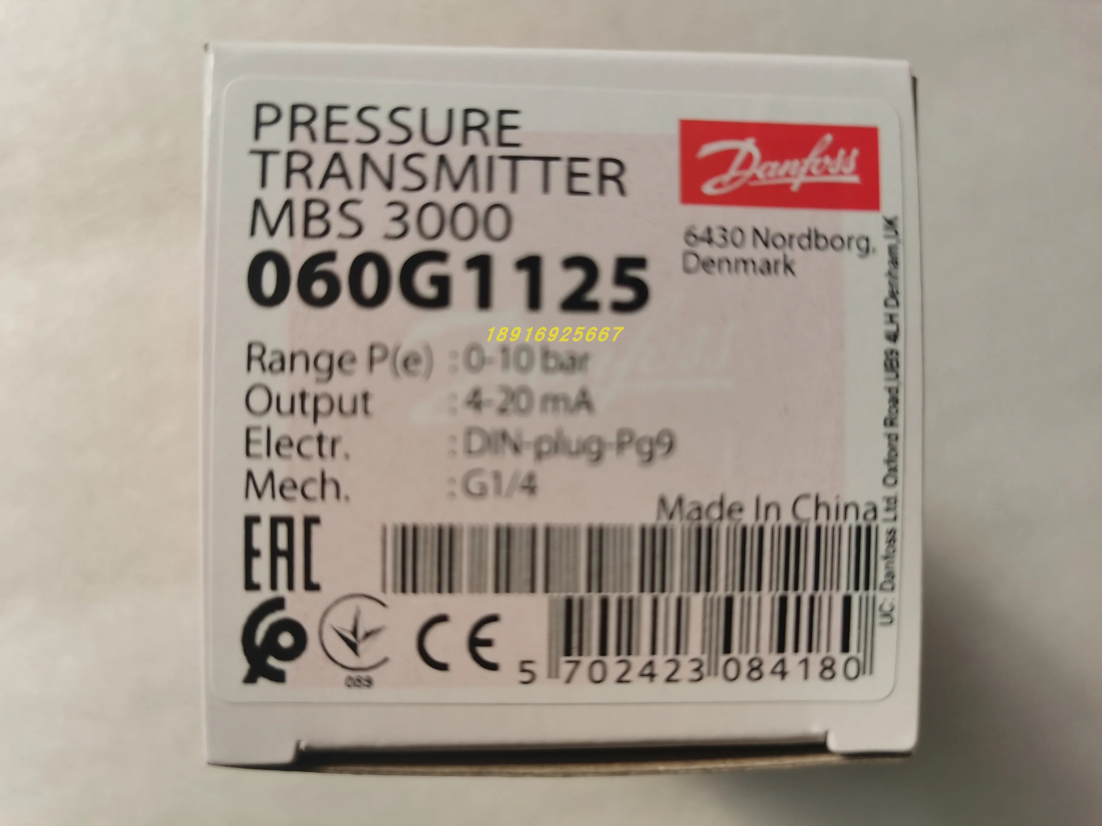 060G1125 압력센서 0-10bar 포장 MBS3000 트랜스미터 2011-1AB04