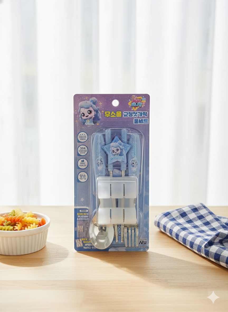 캐치티니핑 빛나핑 무소음 교정 젓가락 수저세트 포크 케이스 풀세트 - 상품 이미지