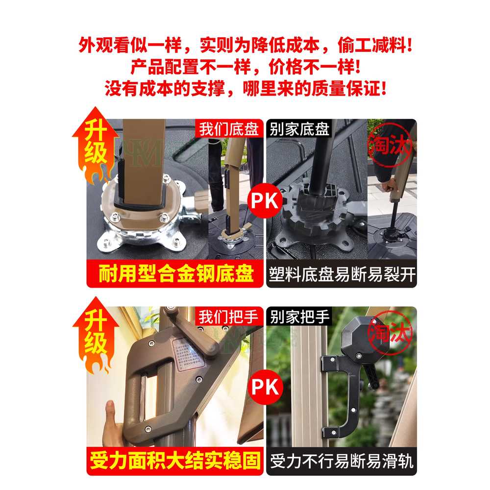 초대형 파라솔 정원 카페 공연장 야외행사 펜션 사각 3m 원형/듀얼행잉봉 원형/180근 바퀴 물통 - 상세 이미지 2
