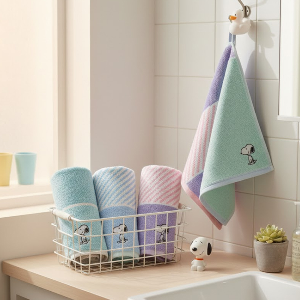 송월 고리수건 이름자수 네임택 준비물 손타올 핸드타올 스누피 제품 이미지