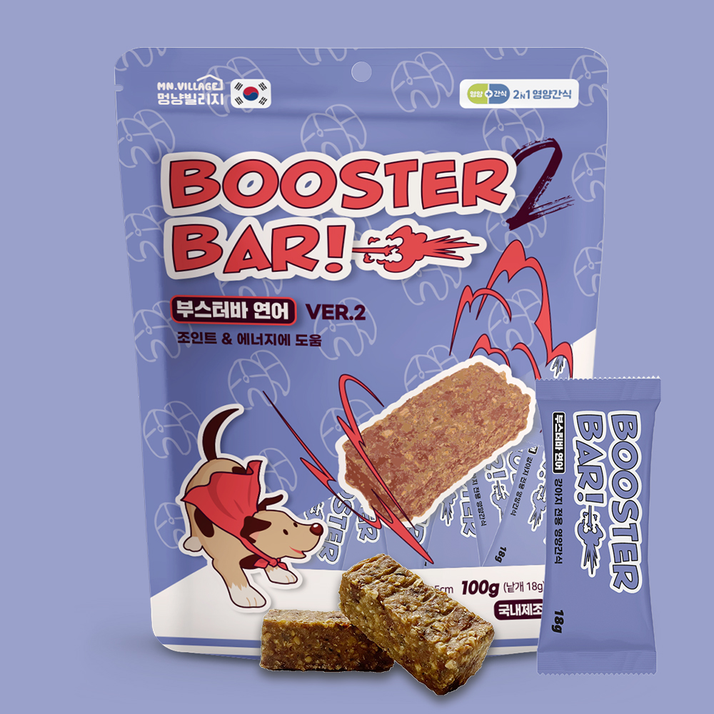 멍냥빌리지 강아지 노즈워크 가수분해 간식 저칼로리 에너지바 부스터바 연어, 100g, 1개 - 상품 이미지