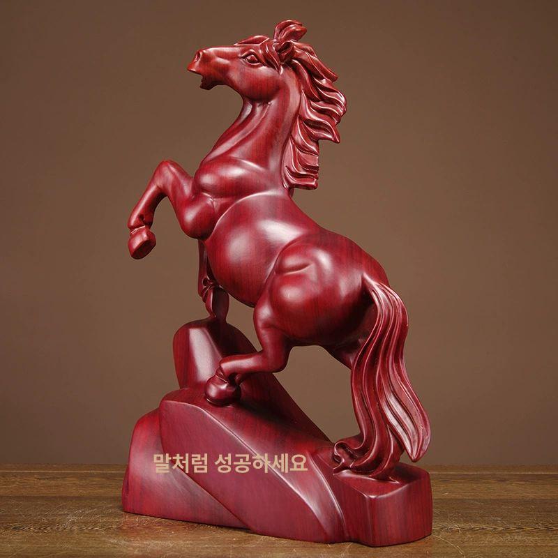 말조각상 장식품 흑단 모형 개업선물 사무실 정교 레드 레드우드 로즈우드 말 높이18cm - 상세 이미지 3