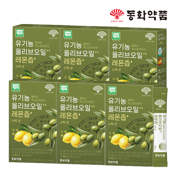동화약품 유기농 올레수 엑스트라버진 올리브오일 레몬즙 스틱 샷 14포, 6개 - 상품 이미지