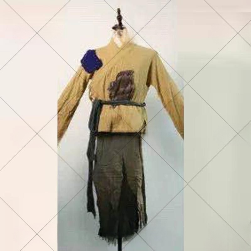조선 시대 코스프레 연극 무대용 거지 농민 서민 노비 헐렁한 삼베면 혼방 빈티지 덧댐 - 상세 이미지 3