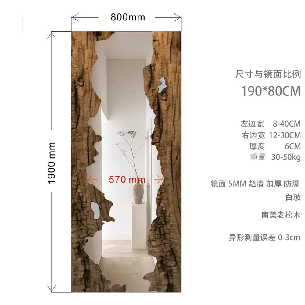 원목 전신 거울 요가 운동 월넛 프레임 비정형 스탠드 160x80cm 이미지 8
