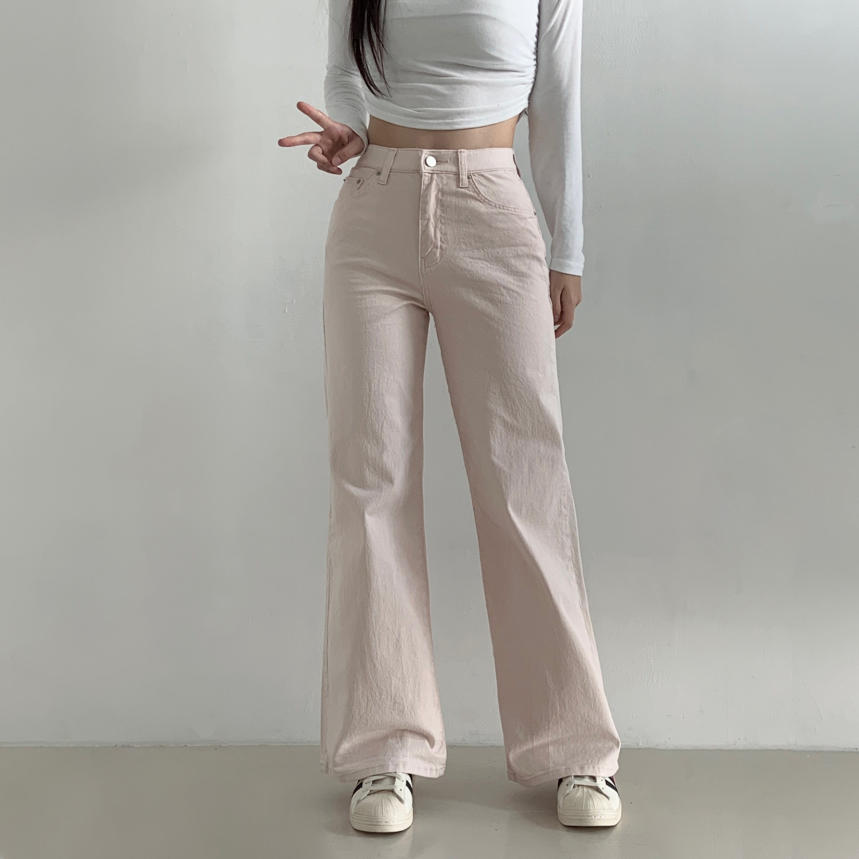 여성 히든밴딩 스판 세미부츠컷 와이드 면팬츠 하이웨스트 봄여름 데일리팬츠 S~XL 이미지 7