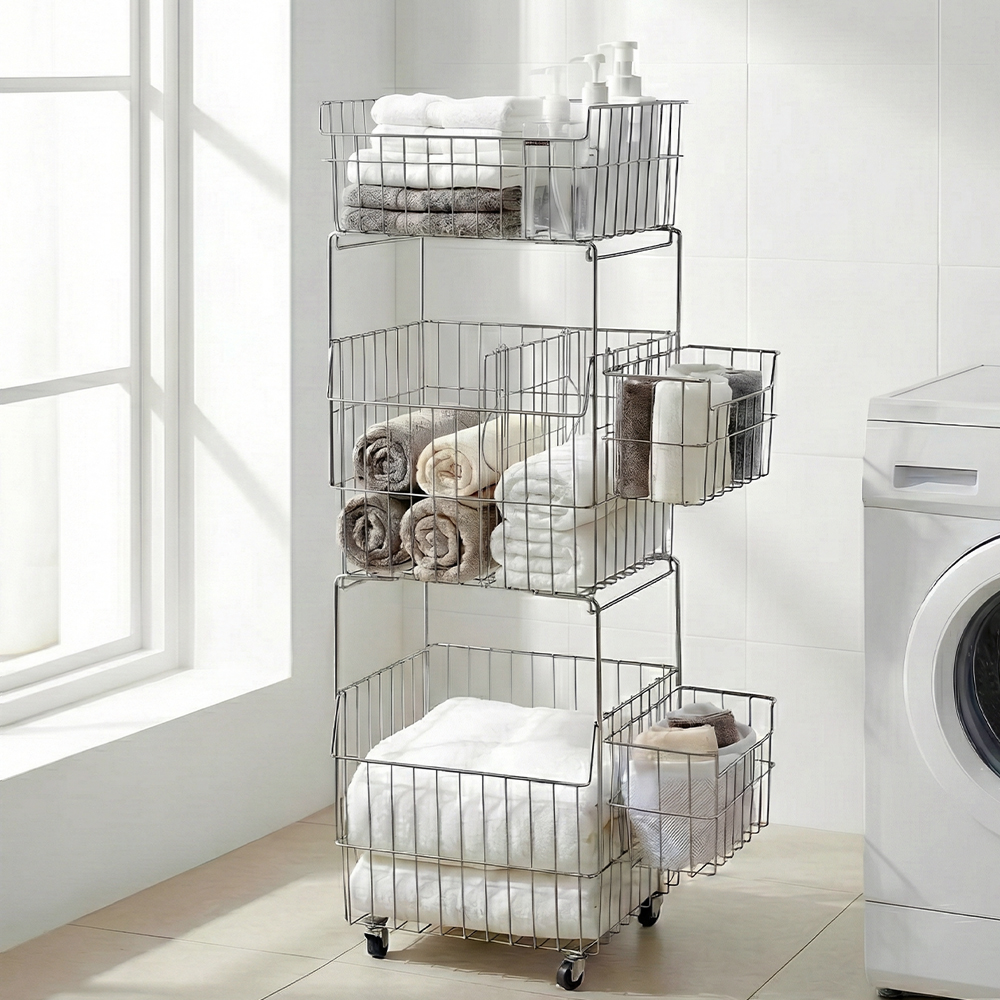 페어홈 304 올스텐 빨래바구니 이동식 대용량 세탁바구니 3단 제품 이미지