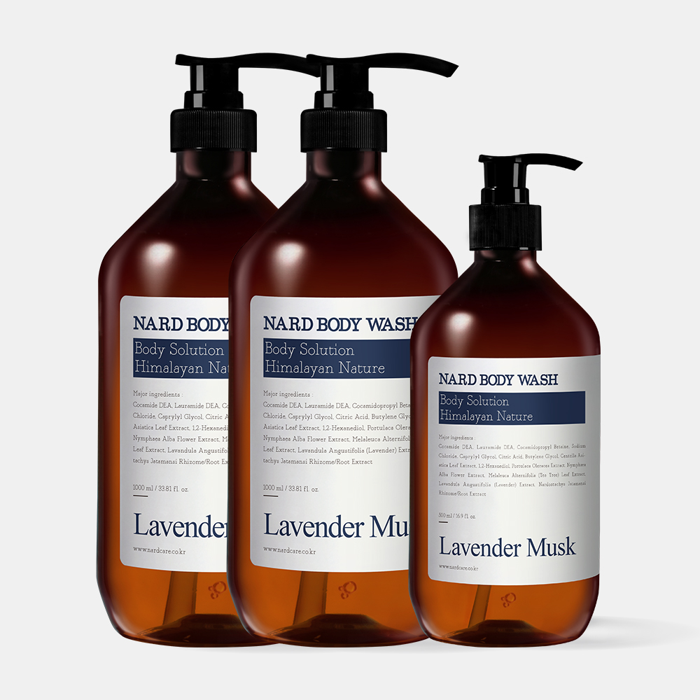 [바디set]  나드 향좋은 바디워시 라벤더머스크향 1L 2개 + 나드 바디워시  라벤더머스크향 500ml 1개 제품 이미지