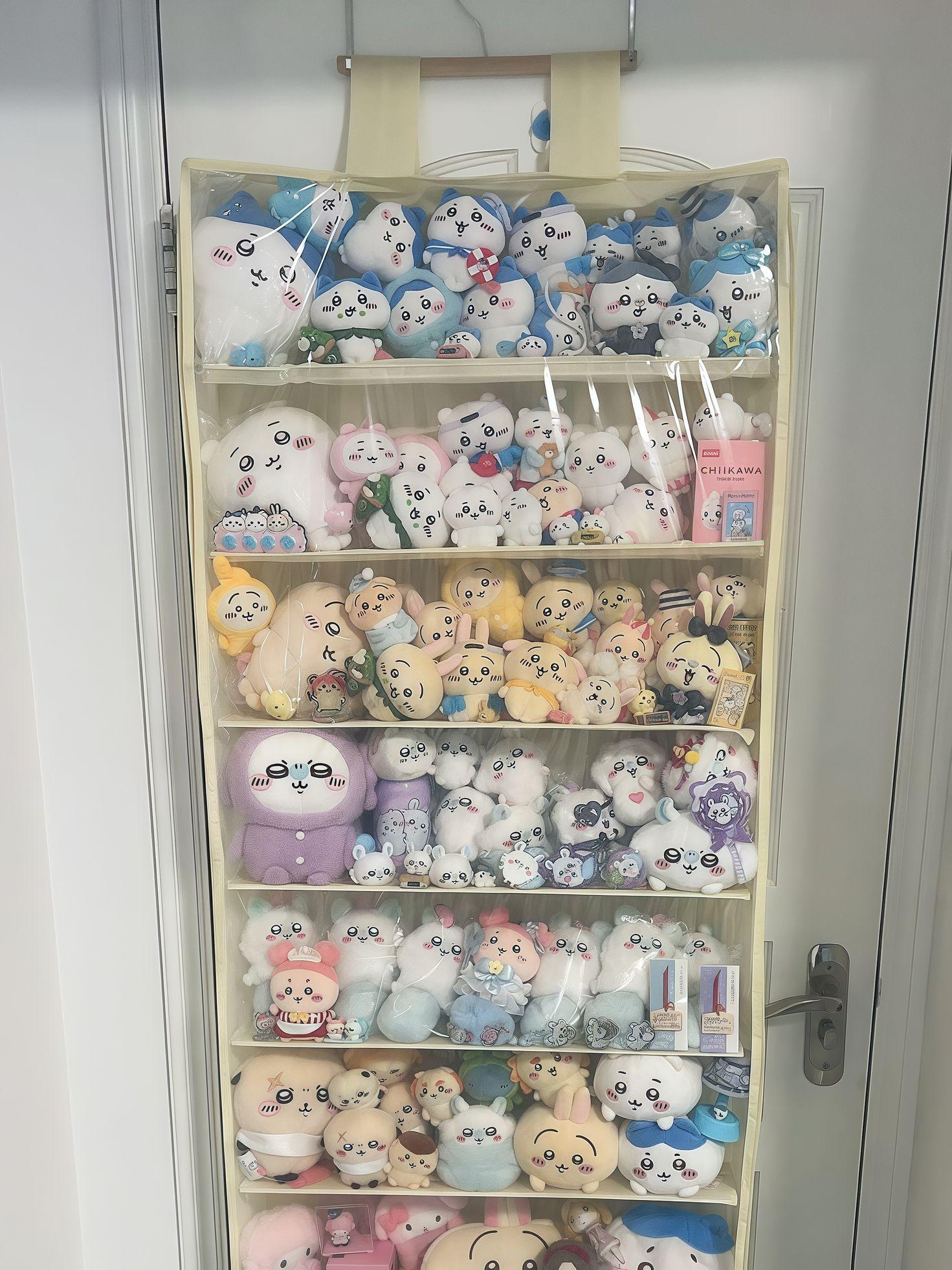 벽걸이 솜파트 솜인형 보관함 수납함 정리 문걸이 크림베이지옐로우 20cm 인형 수납 4단 40cm x 120cm 인형12개수납 - 상세 이미지 2
