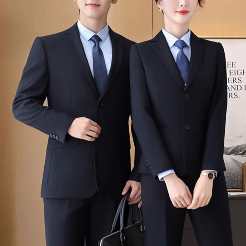 남자상복 장례식 결혼식 슈트 면접 정장 신사복 블랙 남성 블 여성용 블랙 탑 + 바지, S - 상세 이미지 3