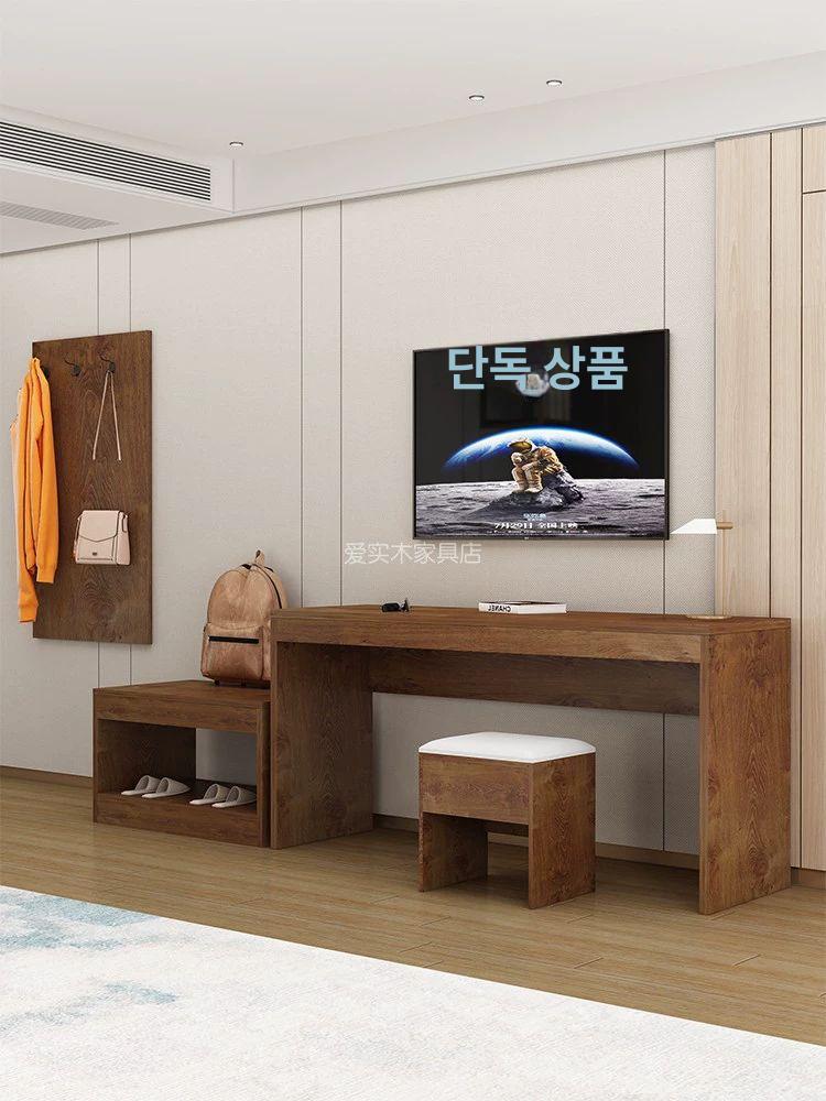 호텔 모텔 티비다이 가구 TV 테이블 사이드 숙박업소 140 그레이 오크+행거 - 상세 이미지 4