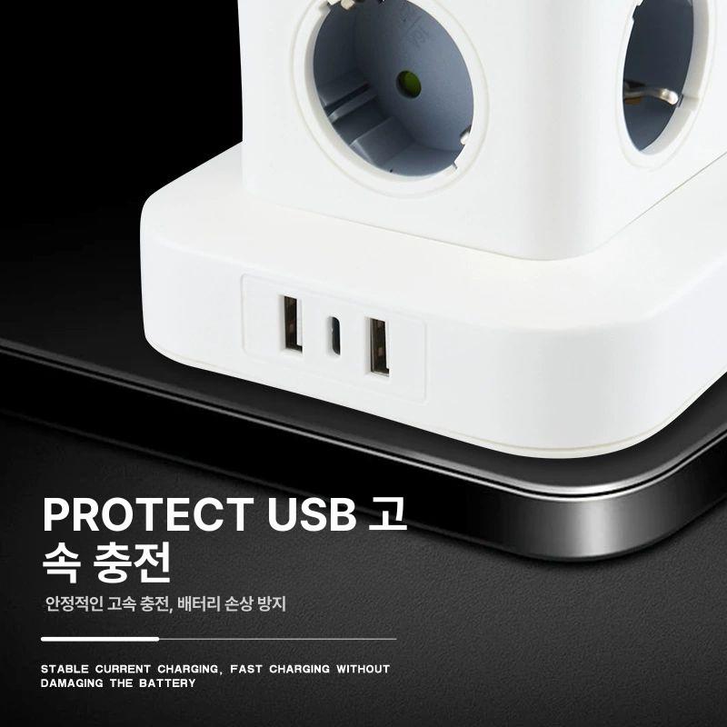 멀티탭 타워 고용량 세로형 스위치 개별 어댑터 콘센트 1.8m 3단 USB 없음 - 상세 이미지 5