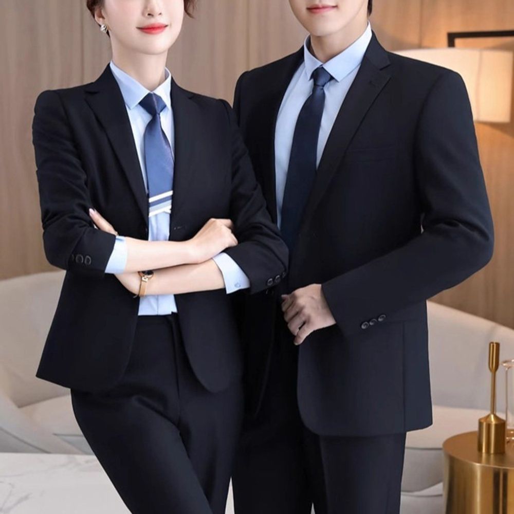 남자상복 장례식 결혼식 슈트 면접 정장 신사복 블랙 남성 블 여성용 블랙 탑 + 바지, S - 상세 이미지 2