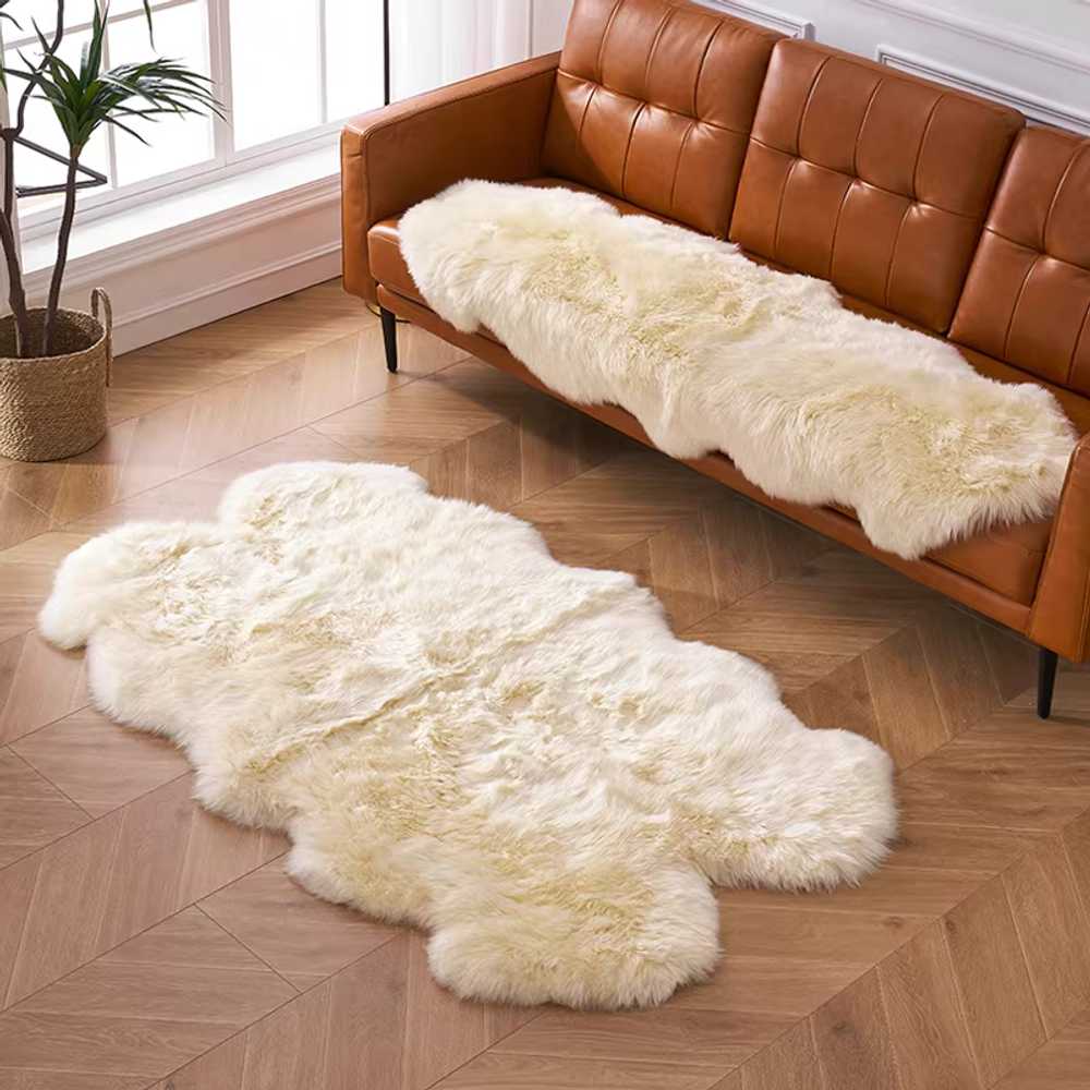 양털러그 대형 카페트 천연 방석 구름 장모 화이트 순백색 120x210cm 4P - 상세 이미지 4