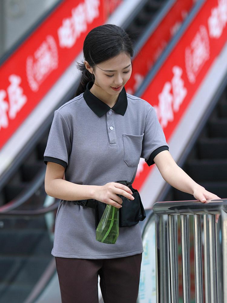 호텔 청소복 여성 근무복 병원 복장 미화 건물 유니폼 베이지 상의 S - 상세 이미지 4