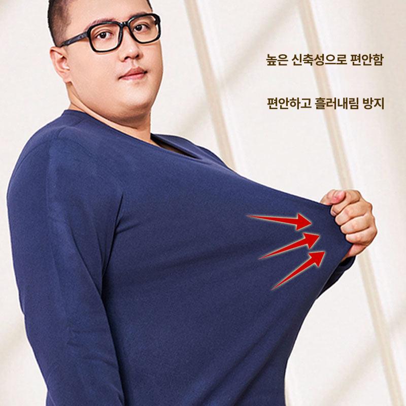 남성 기모 내복세트 중년 빅사이즈 플러스사이즈 겨울 코튼 열속옷 실내복 - 상세 이미지 4