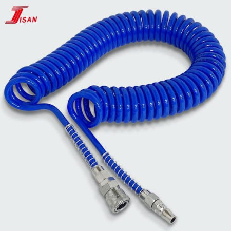 지산호스테크 에어호스용품 코일 에어호스 튜브 콤프레샤 타카 에어건 (청7.5M)