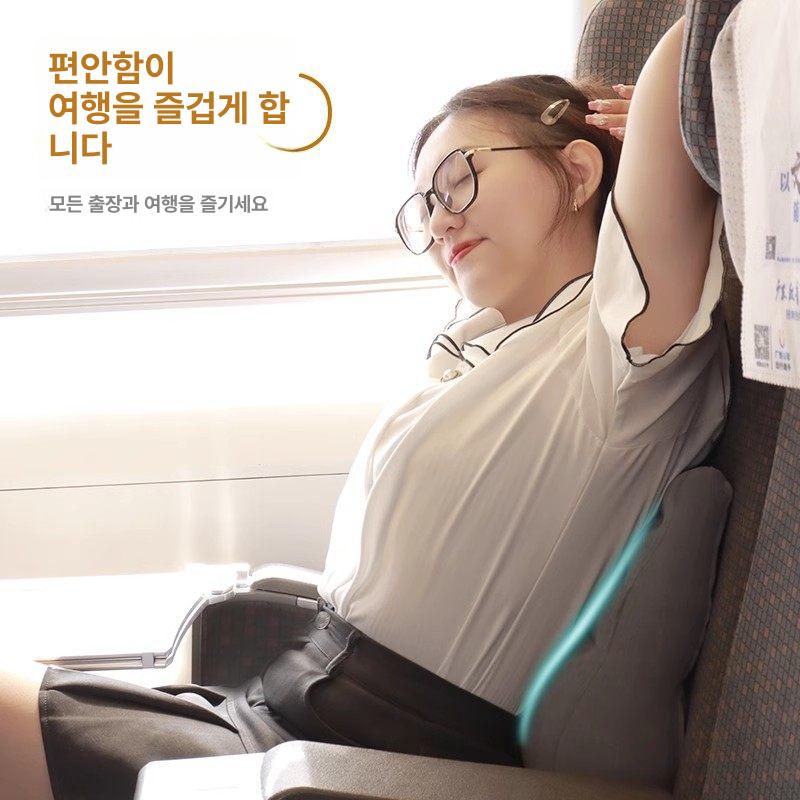 여행용 허리쿠션 비행기 등받이 기내용 파우치 사각형 연그레이 - 상세 이미지 4