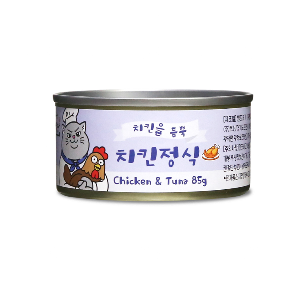 냥냥식당 치킨정식 고양이캔 치킨+튜나, 85g, 1개 - 상품 이미지