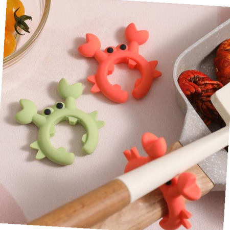 국자받침대 실리콘 후라이팬 국자 조리도구 받침대 그린 꽃게 1P