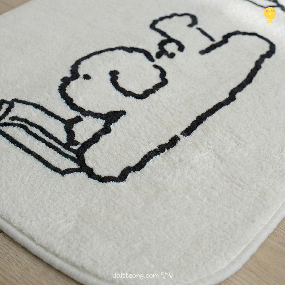달떵 귀여운 스케치 퍼피 강아지 침대 침실 아기방 긴 러그 화이트, 120x40cm