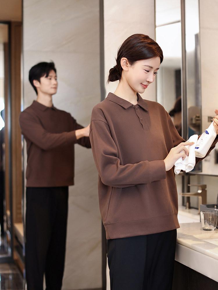 호텔 청소복 여성 근무복 병원 복장 미화 건물 유니폼 베이지 상의 S - 상세 이미지 3