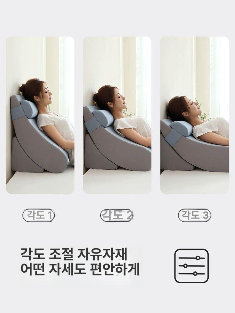 등받이 캐릭터 일체형 학생의자 쇼파 등받이쿠션 예쁜 플래그십 3개 블루그레이 각도 조절 가능 - 상세 이미지 3