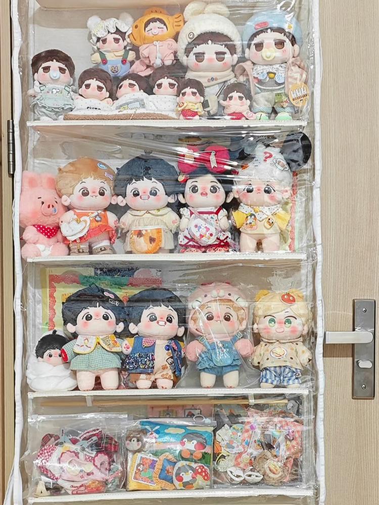 벽걸이 솜파트 솜인형 보관함 수납함 정리 문걸이 크림베이지옐로우 20cm 인형 수납 4단 40cm x 120cm 인형12개수납 - 상품 이미지