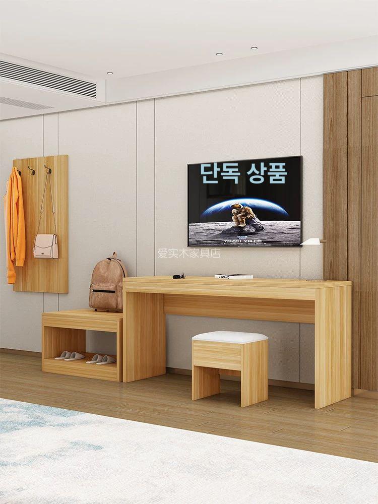 호텔 모텔 티비다이 가구 TV 테이블 사이드 숙박업소 140 그레이 오크+행거 - 상세 이미지 2