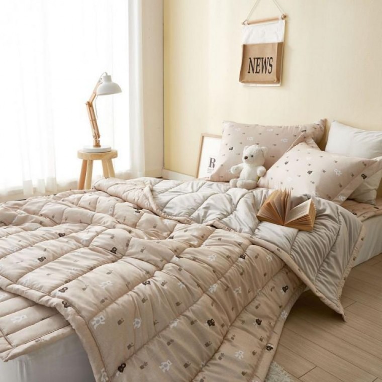 지니몰 패드세트 차렵이불세트 단면 극세사 SS 큐티베어 슈퍼싱글 차렵이불 침구세트 극세사이불