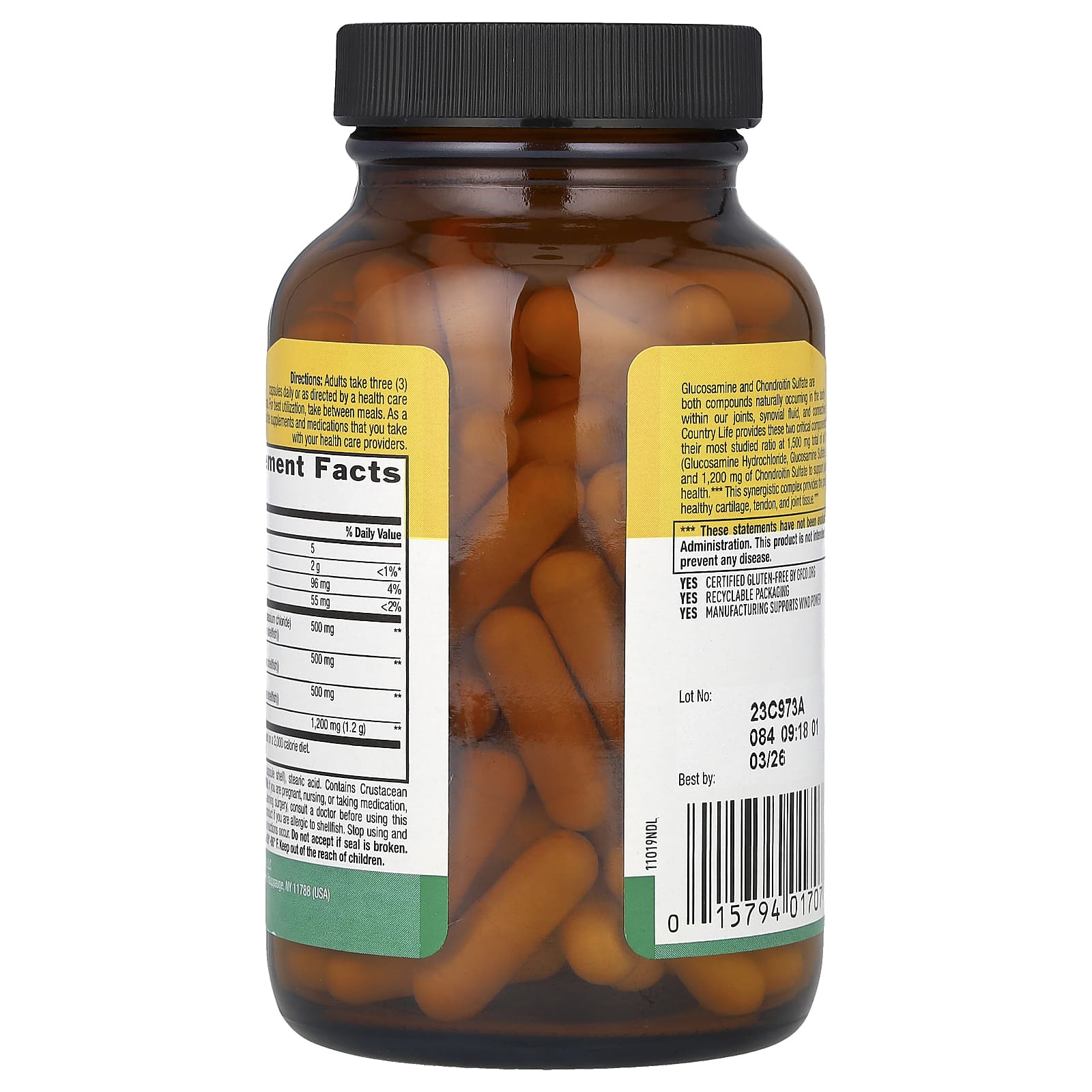 컨트리라이프 글루코사민 콘드로이친 1000mg 아세틸 콘드로이틴 90캡슐, 2개 - 상세 이미지 3