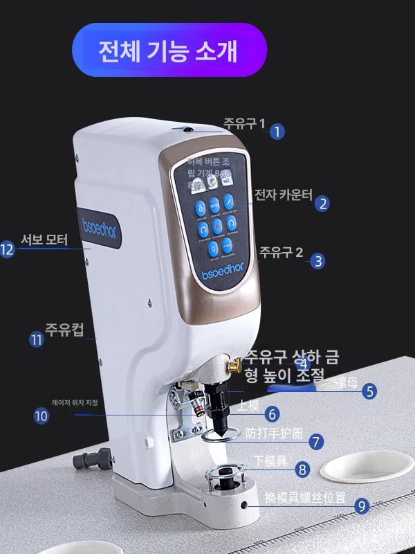 전자 스냅기 버튼 컴퓨터 자동 버클 단추 가방 프레스 오토 헤드 공방 아일렛 똑딱이 기계 - 상세 이미지 4