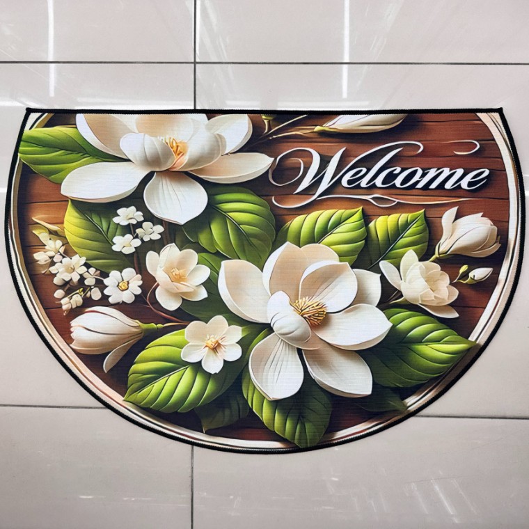 지니몰 90x60cm 인테리어 발매트 웰컴 식당 카페 미용실 플라워 러그 반원 포인트