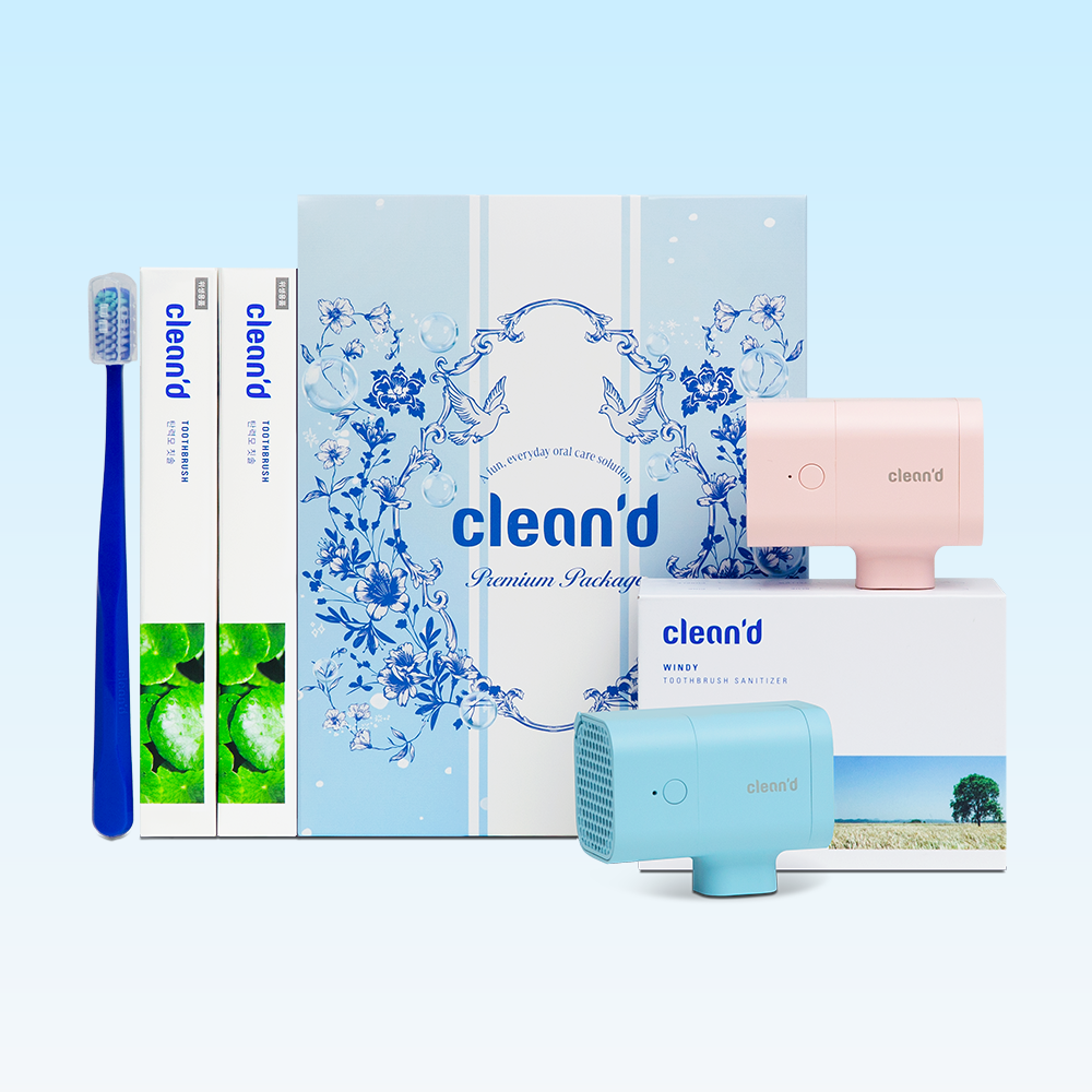 [커플팩] 클린디 휴대용 칫솔살균기 CL-403 윈디 커플선물세트 (윈디2개+칫솔2개)