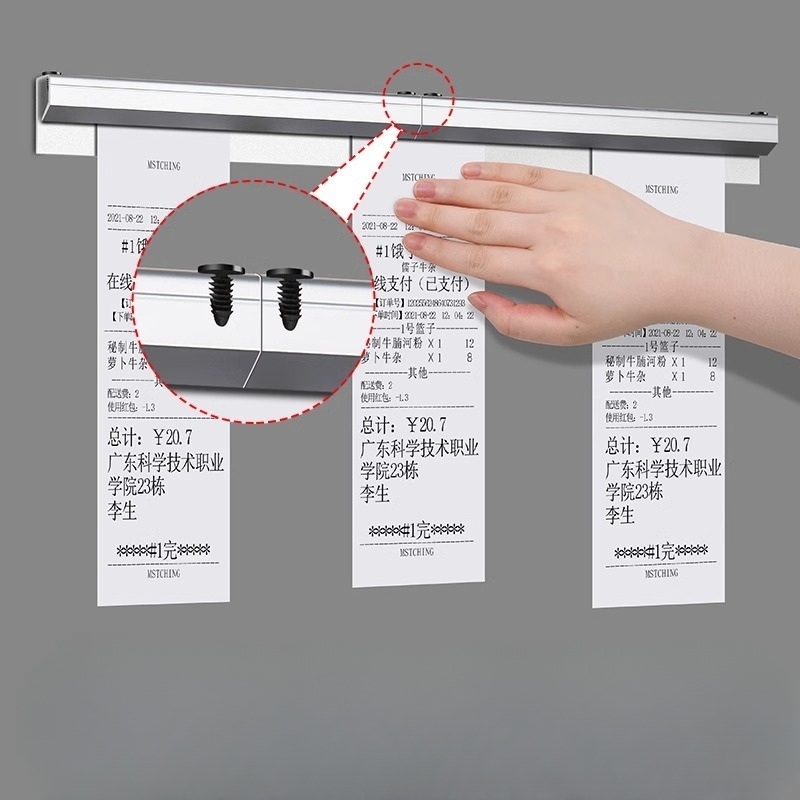 주방영수증꽂이 메모 클립 레스토랑 카페 오더랙 벽걸이형 알루미늄 메탈 롤러볼 주문서 - 상세 이미지 3