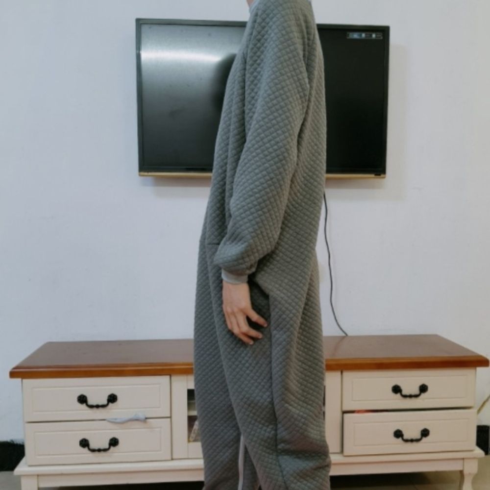 어르신우주복 요양원 환자복 환의 지퍼형 치매복 요양의류 기능성의복 환자간병 노인 -2327 짙은 회색 따뜻한 소재 뒷면과 밑단, 110파운드 이내 150야드148 155cm - 상세 이미지 3
