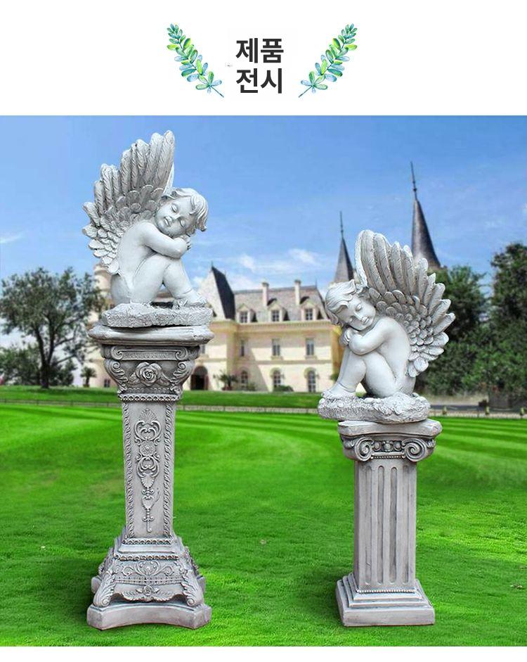 빈티지 대형 화분 발코니 야외 장식 정원 더블 천사 로마 기둥 68cm - 상세 이미지 3