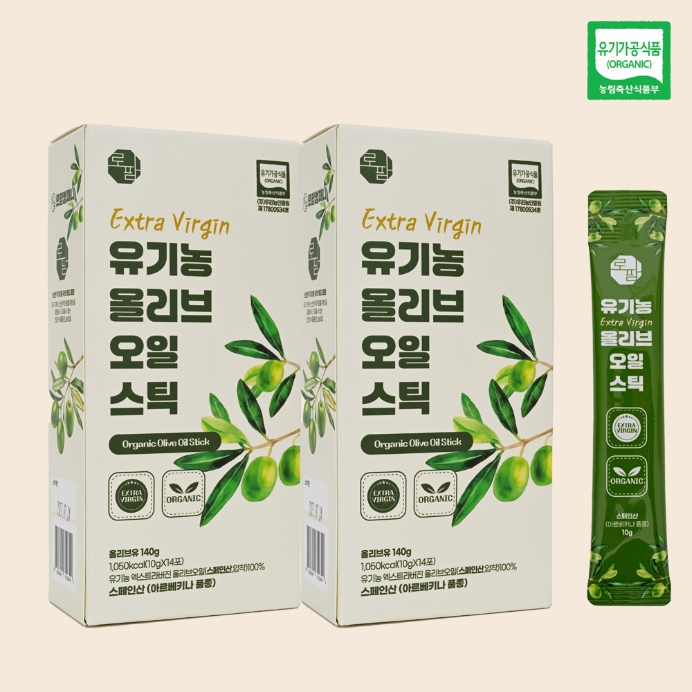 엑스트라버진 올리브유 유기농 올리브오일 스틱 10g 14포, 2개 - 상품 이미지